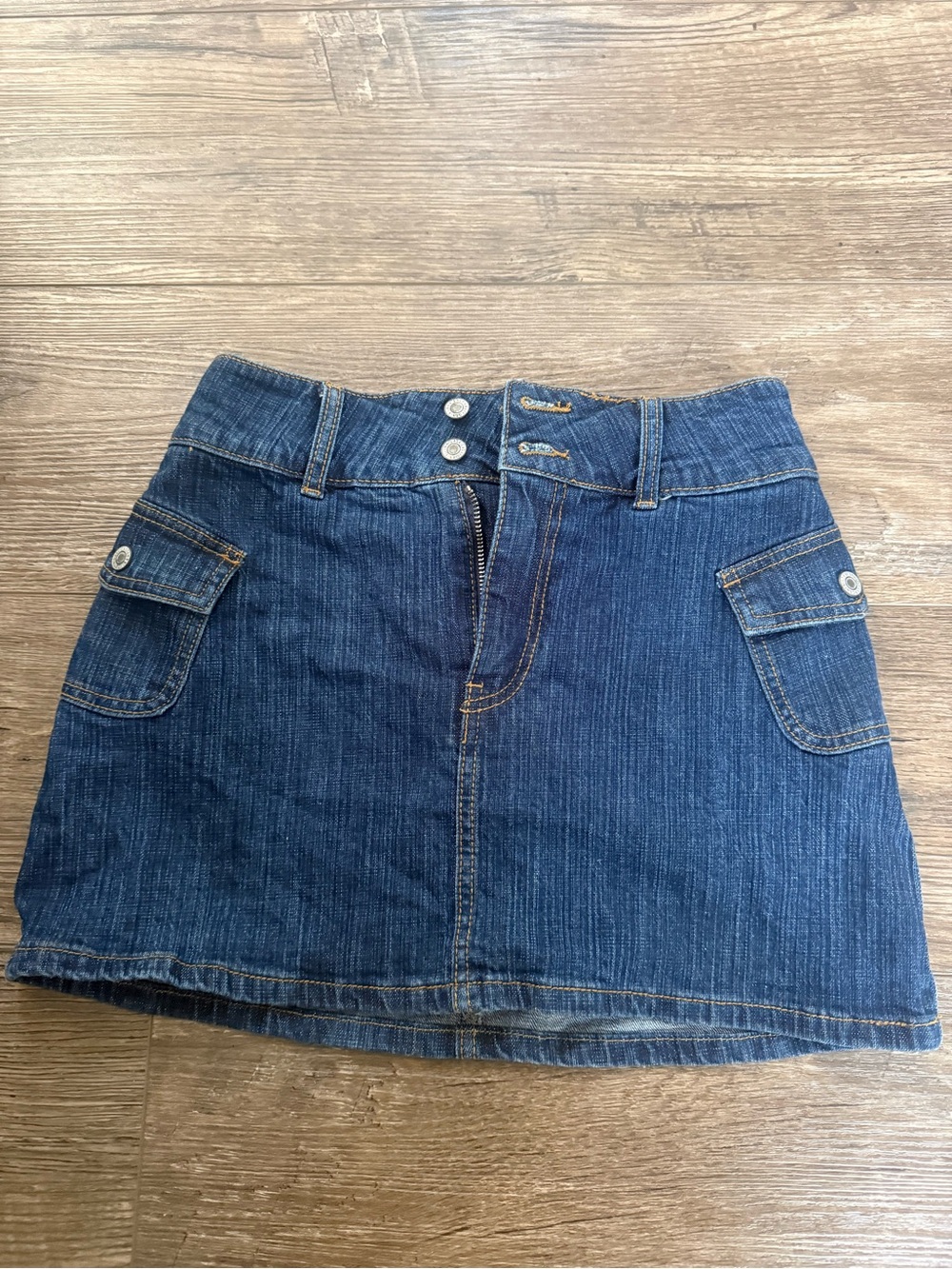 Brandy Melville Blue Denim Mini Skirt with Pocket Flaps